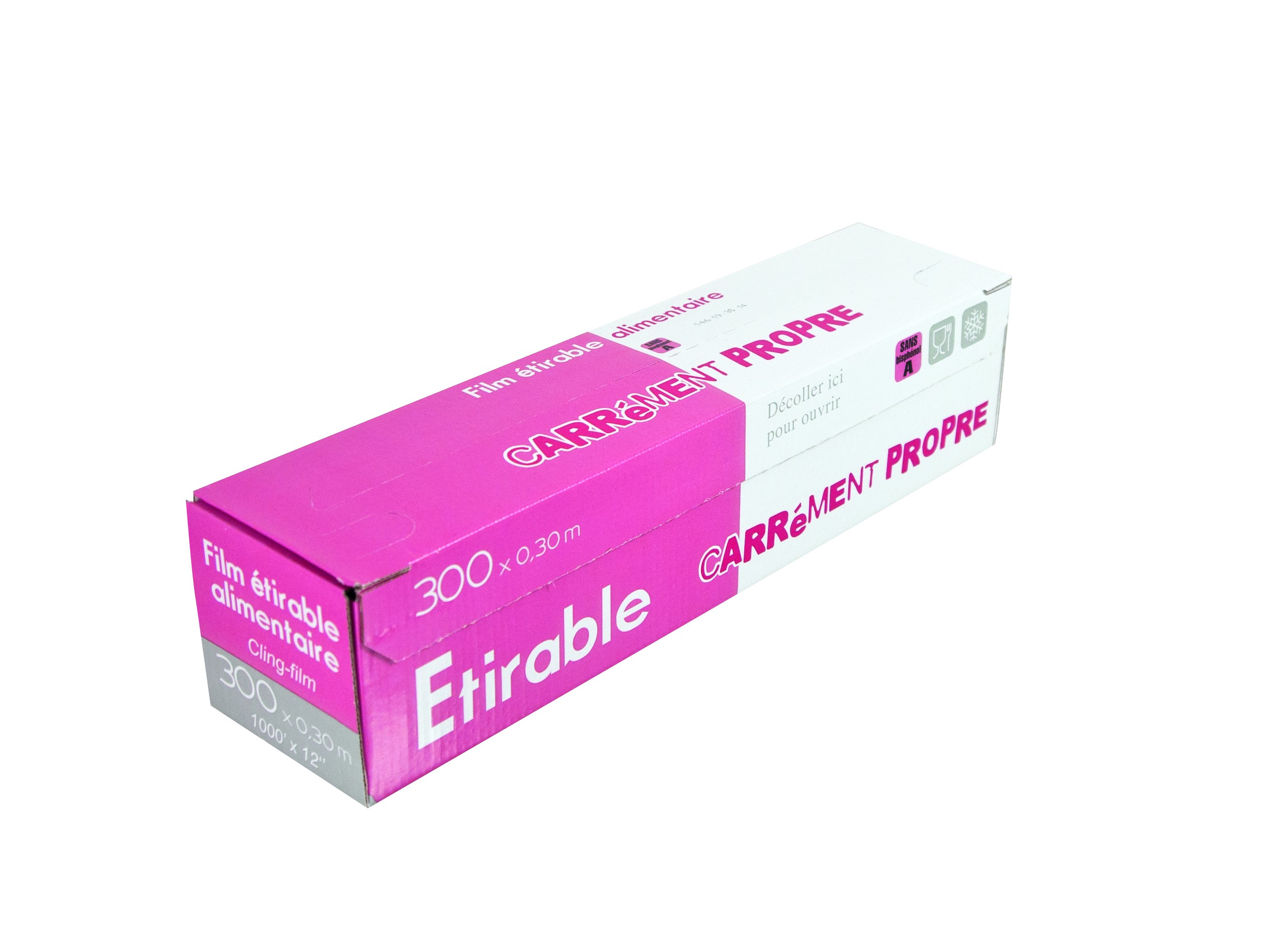 Film étirable alimentaire violet boite carton zip 300 mètres x 0.45 (6  pièces)
