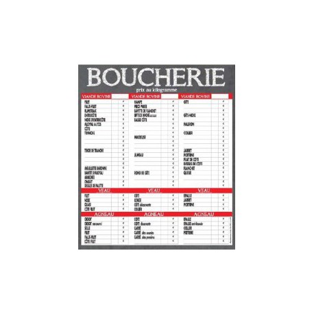 Panneau Tarifs 70x80cm Maestro Boucherie VBVA+ fil nylon